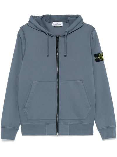 STONE ISLAND - Hoodie zippé bleu gris