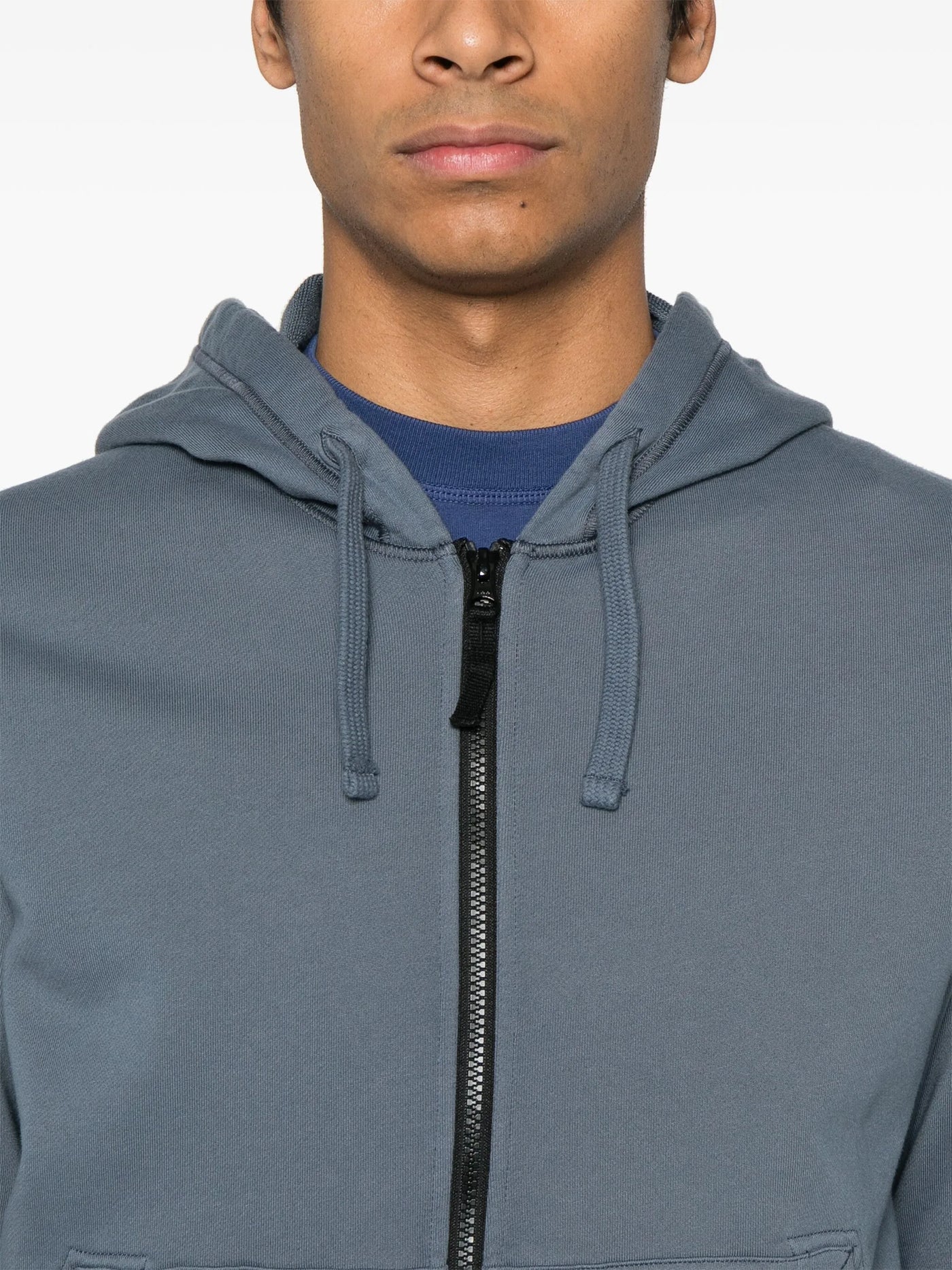 STONE ISLAND - Hoodie zippé bleu gris