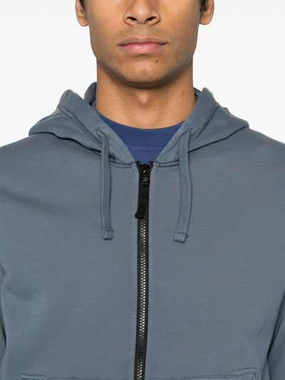 STONE ISLAND - Hoodie zippé bleu gris