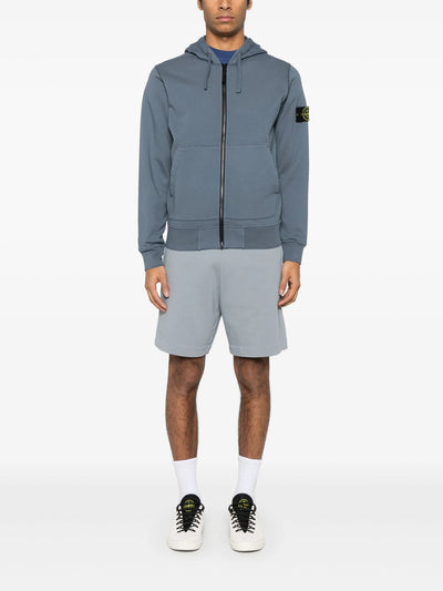 STONE ISLAND - Hoodie zippé bleu gris