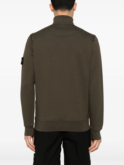 STONE ISLAND - Sweat en coton à patch compass kaki