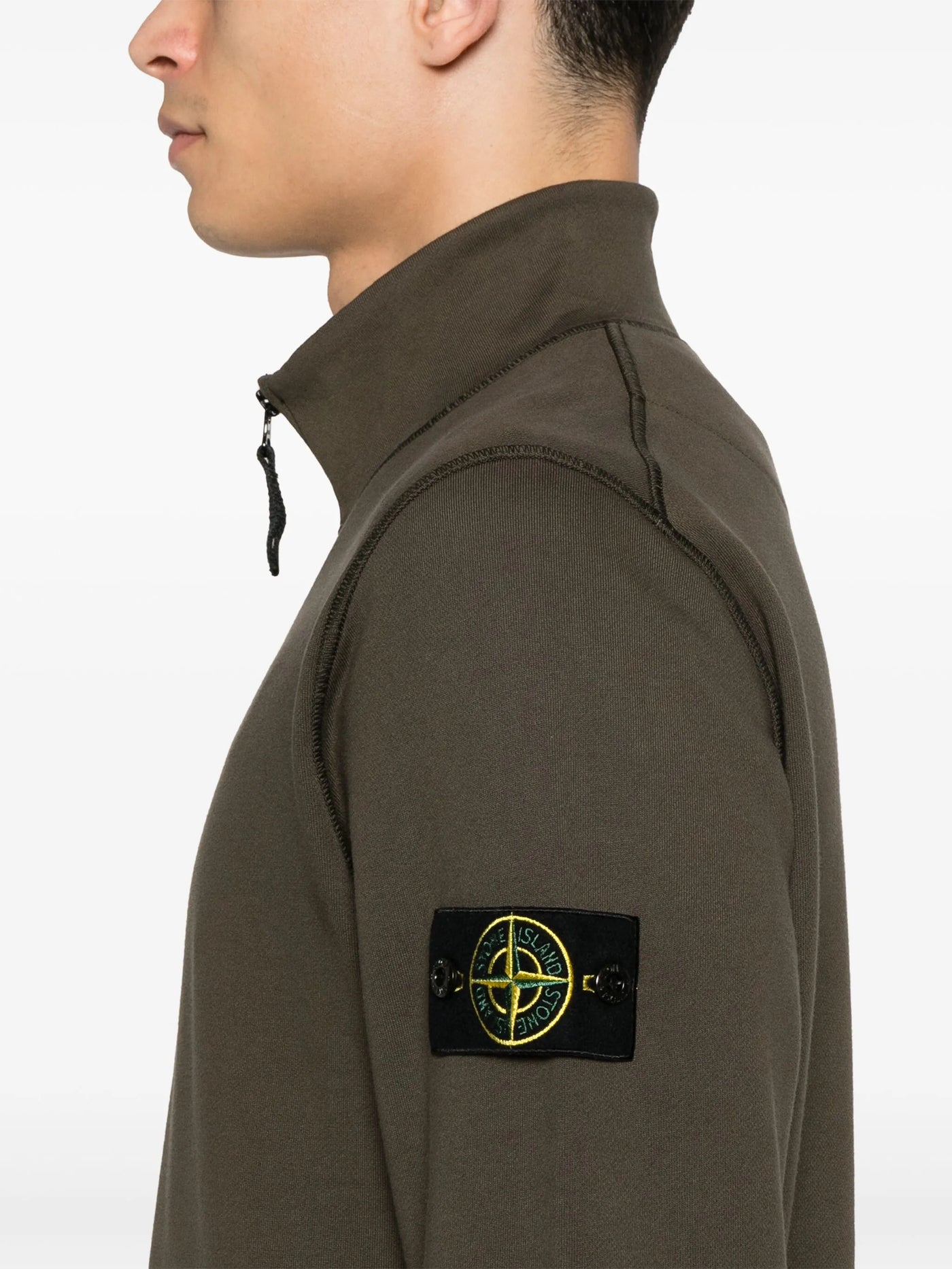 STONE ISLAND - Sweat en coton à patch compass kaki