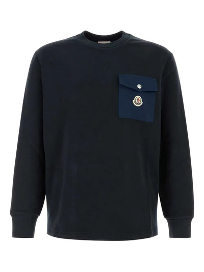MONCLER - Crewneck à poche bleu marine