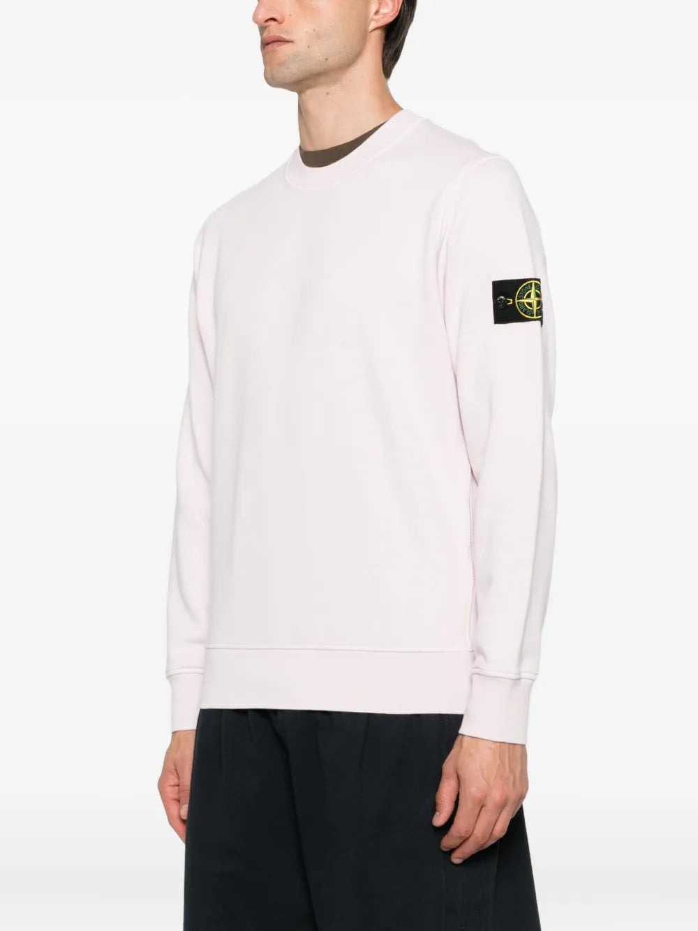 STONE ISLAND - Crewneck classic à patch Compass Rose clair
