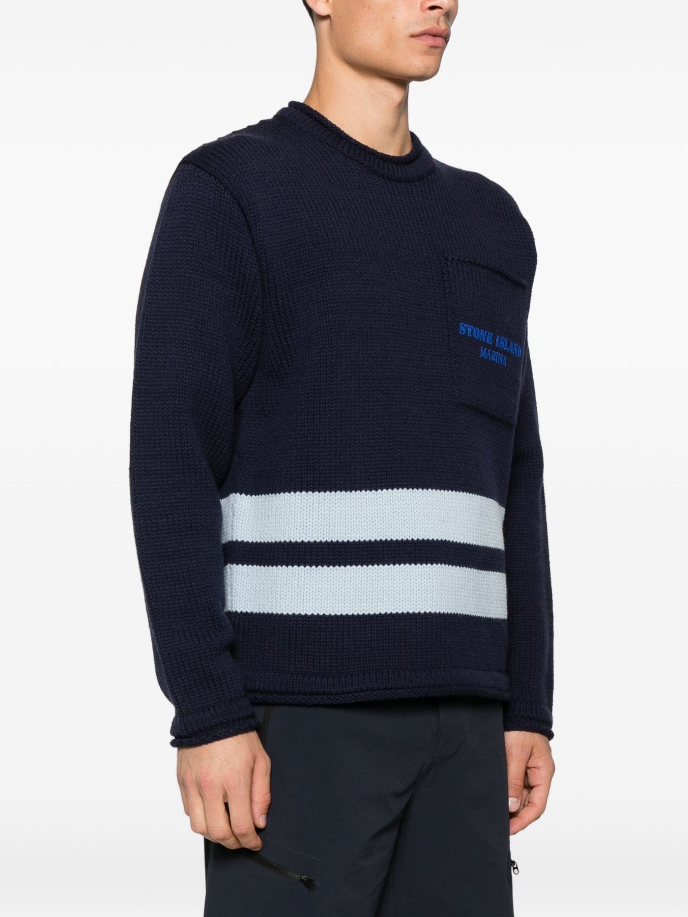 STONE ISLAND MARINA - Pull ras-du-cou avec imprimé et poche poitrine