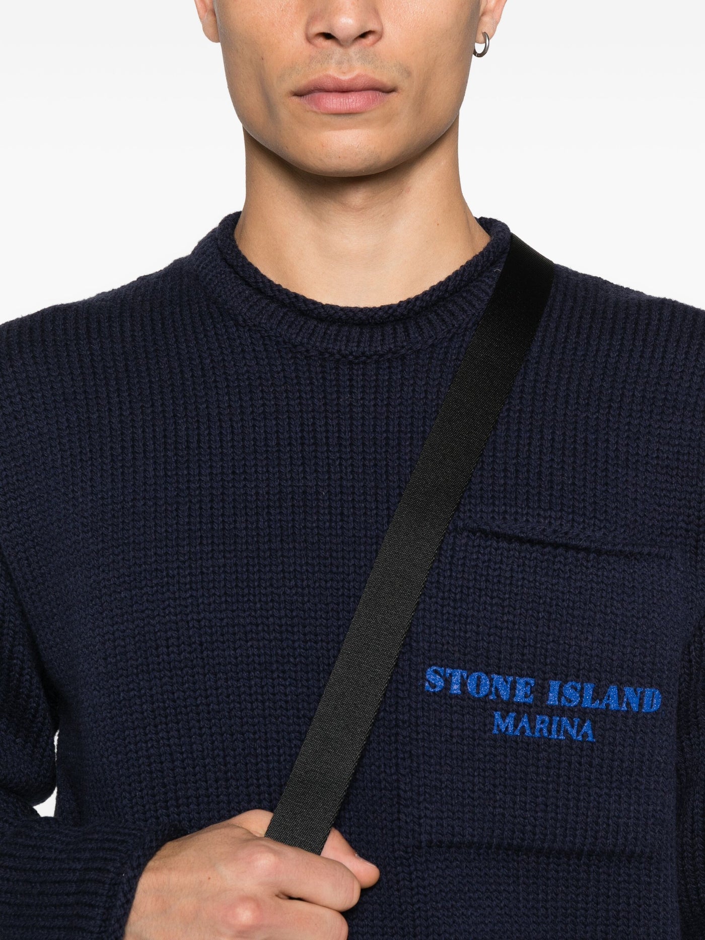 STONE ISLAND MARINA - Pull ras-du-cou avec imprimé et poche poitrine