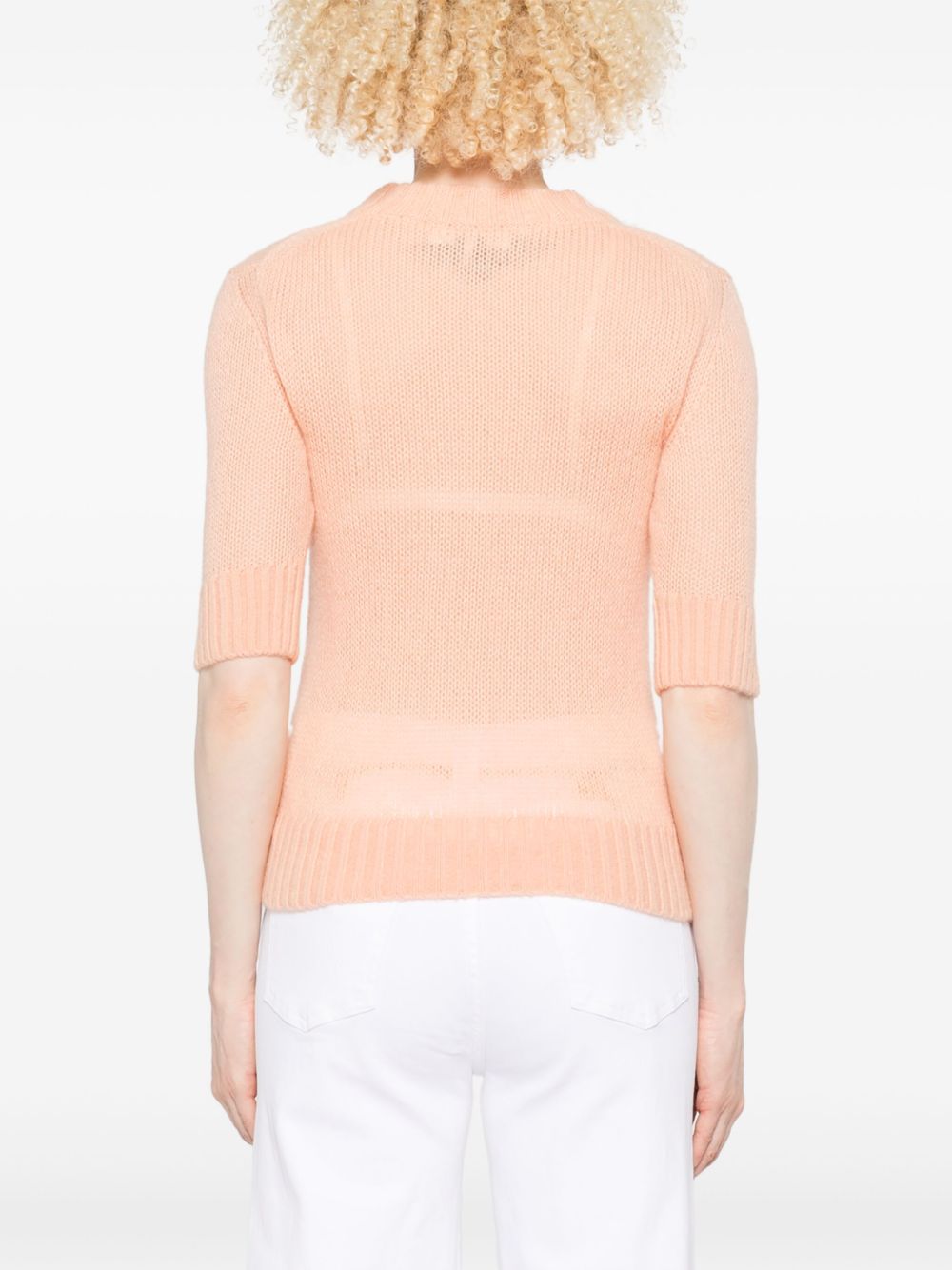 CHLOE - Pull manches coude en maille de laine alpaga et soie à logo