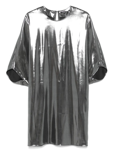 BARBARA BUI - Robe en lamé liquide argent