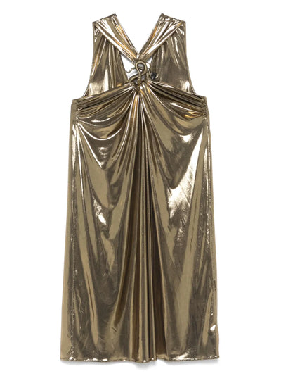 BARBARA BUI - robe courte en jersey lamé doré