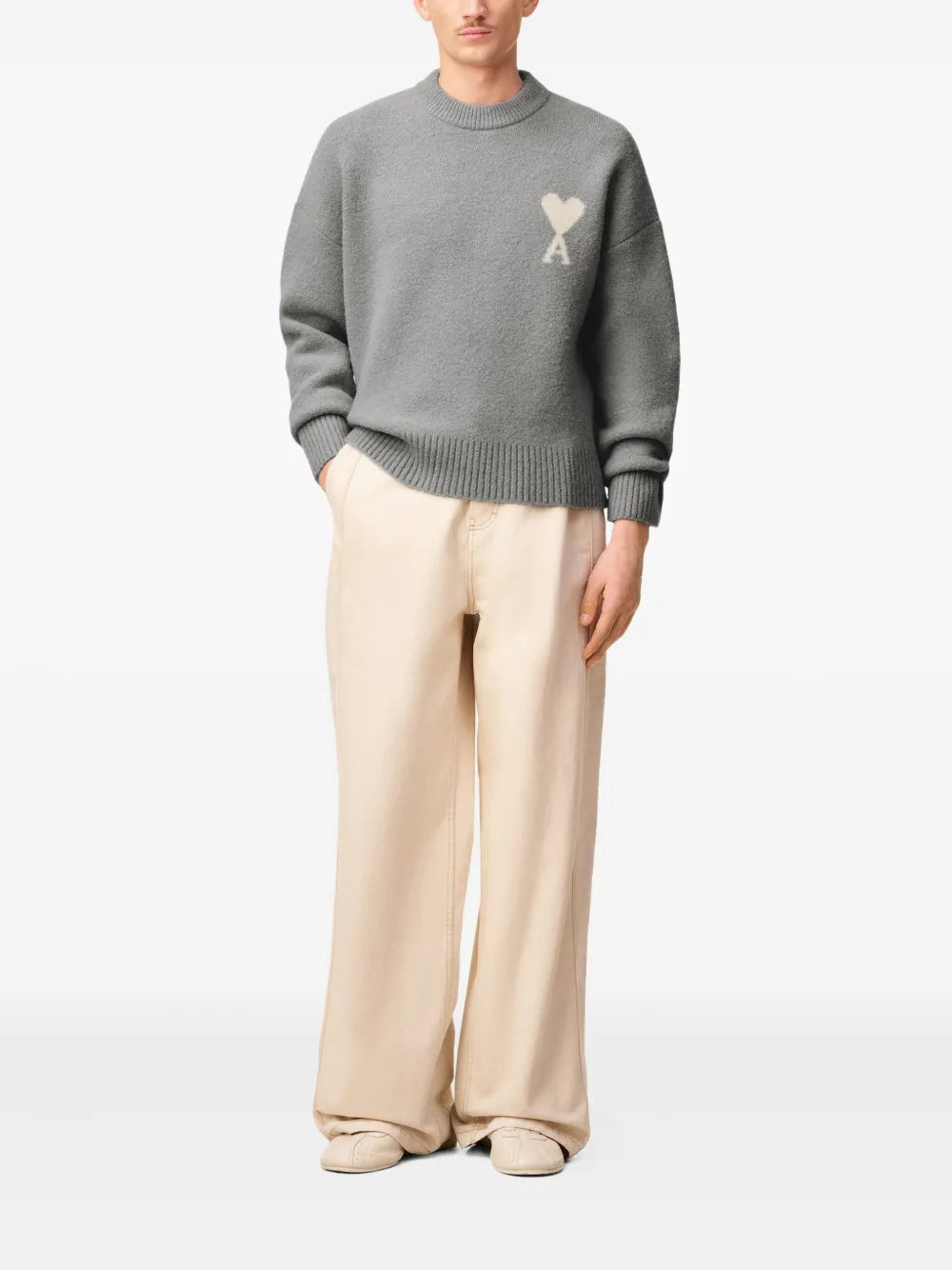 AMI PARIS - Pull en mohair à logo ami de Coeur
