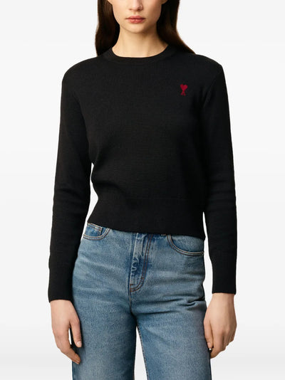 AMI PARIS - pull en laine à motif cœur brodé