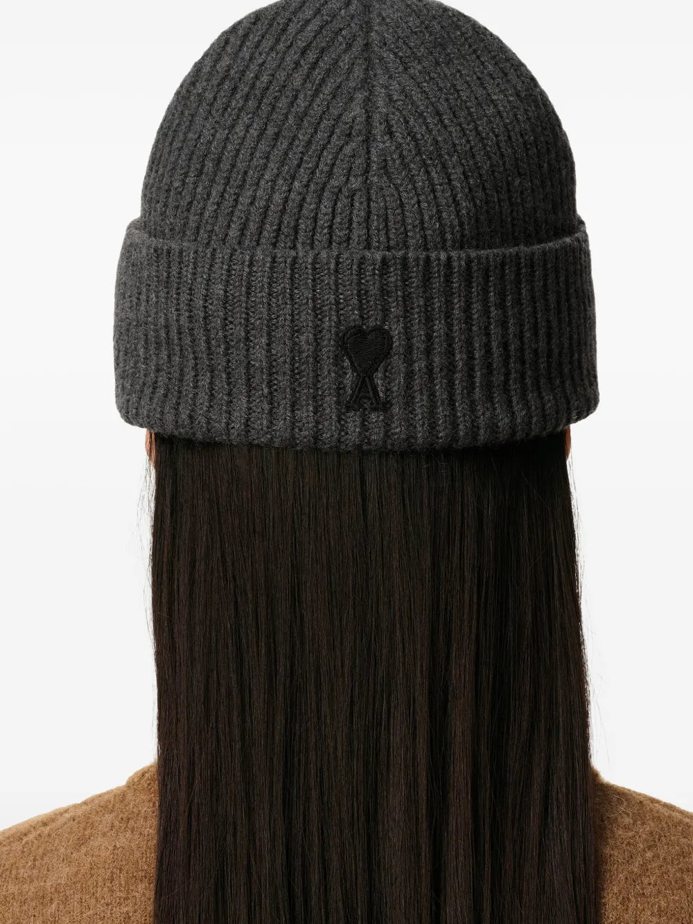 AMI PARIS - Bonnet Ami de coeur gris en laine