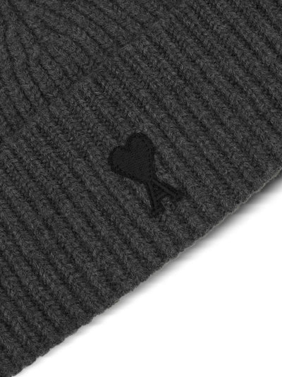 AMI PARIS - Bonnet Ami de coeur gris en laine