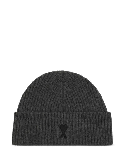 AMI PARIS - Bonnet Ami de coeur gris en laine