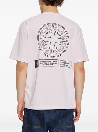 STONE ISLAND - T-shirt rose pâle à imprimé