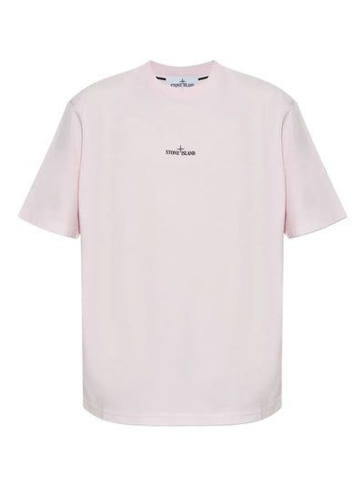STONE ISLAND - T-shirt rose pâle à imprimé