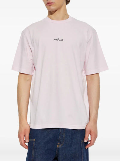 STONE ISLAND - T-shirt rose pâle à imprimé