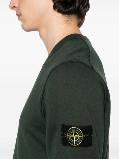 STONE ISLAND - Sweat-shirt ras-du-cou coupe regular à poignets élastiqués