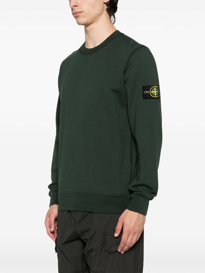 STONE ISLAND - Sweat-shirt ras-du-cou coupe regular à poignets élastiqués