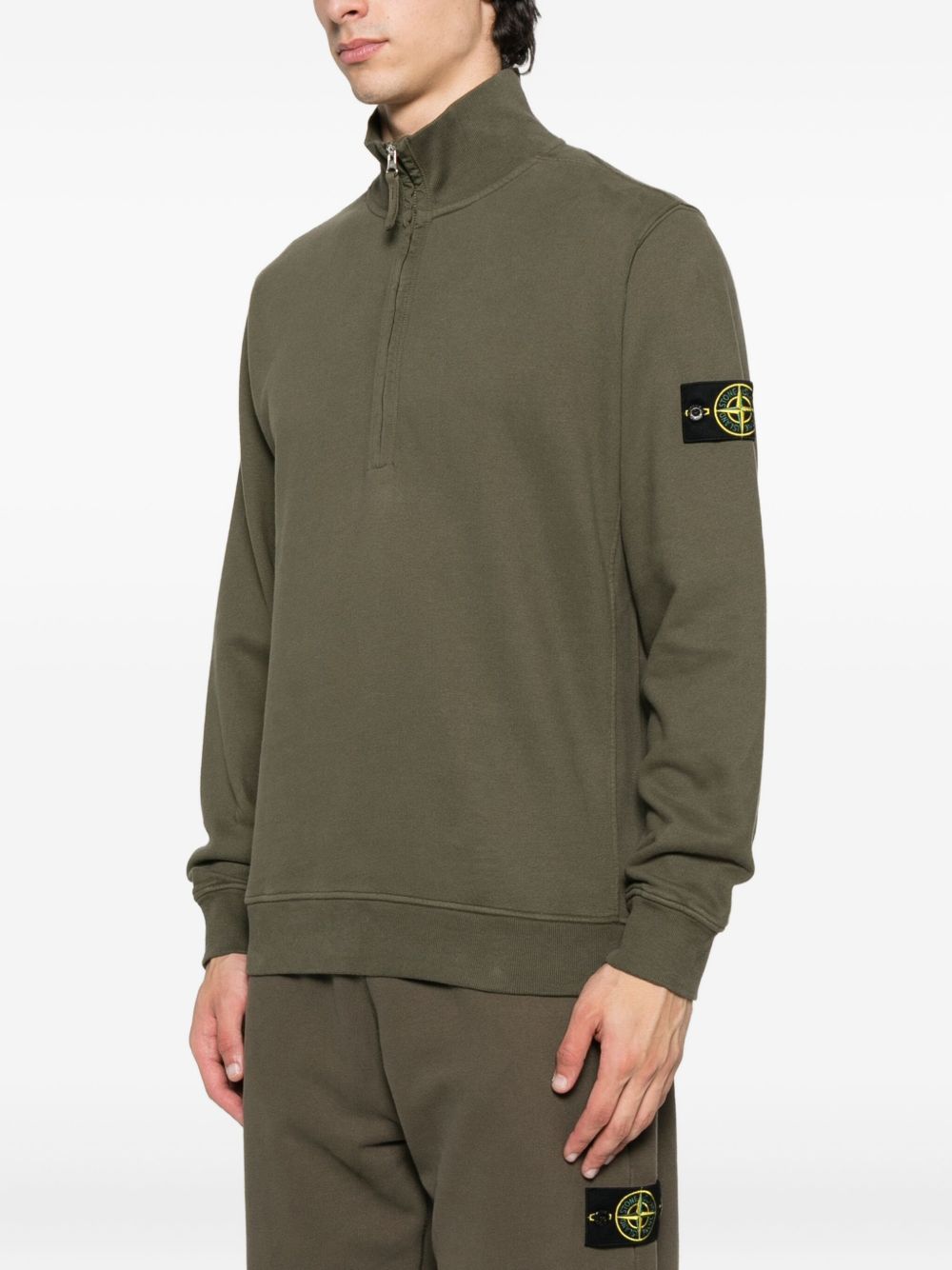 STONE ISLAND - Half-zip Military Green