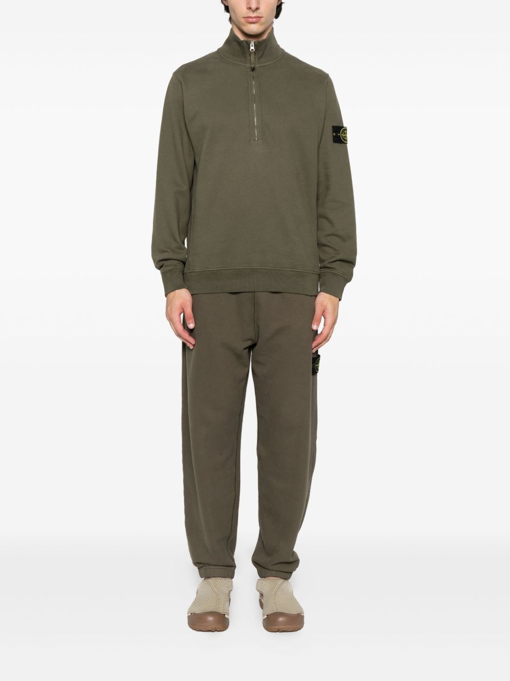 STONE ISLAND - Half-zip Military Green