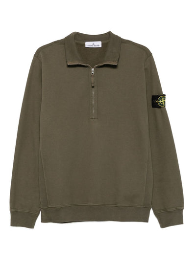 STONE ISLAND - Half-zip Military Green