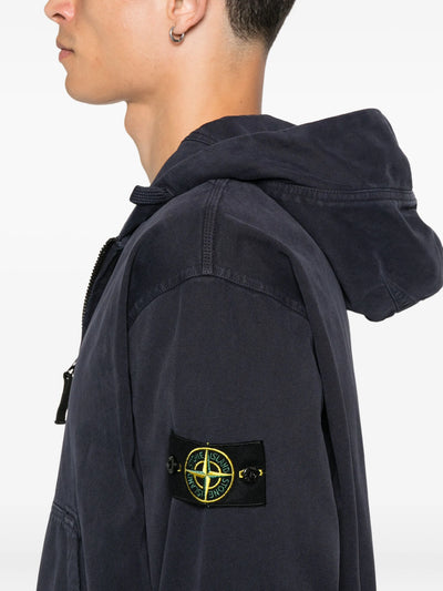 STONE ISLAND - Hoodie zippé bleu marine