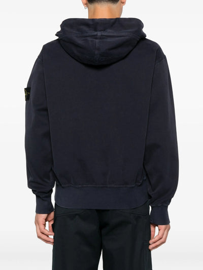 STONE ISLAND - Hoodie zippé bleu marine