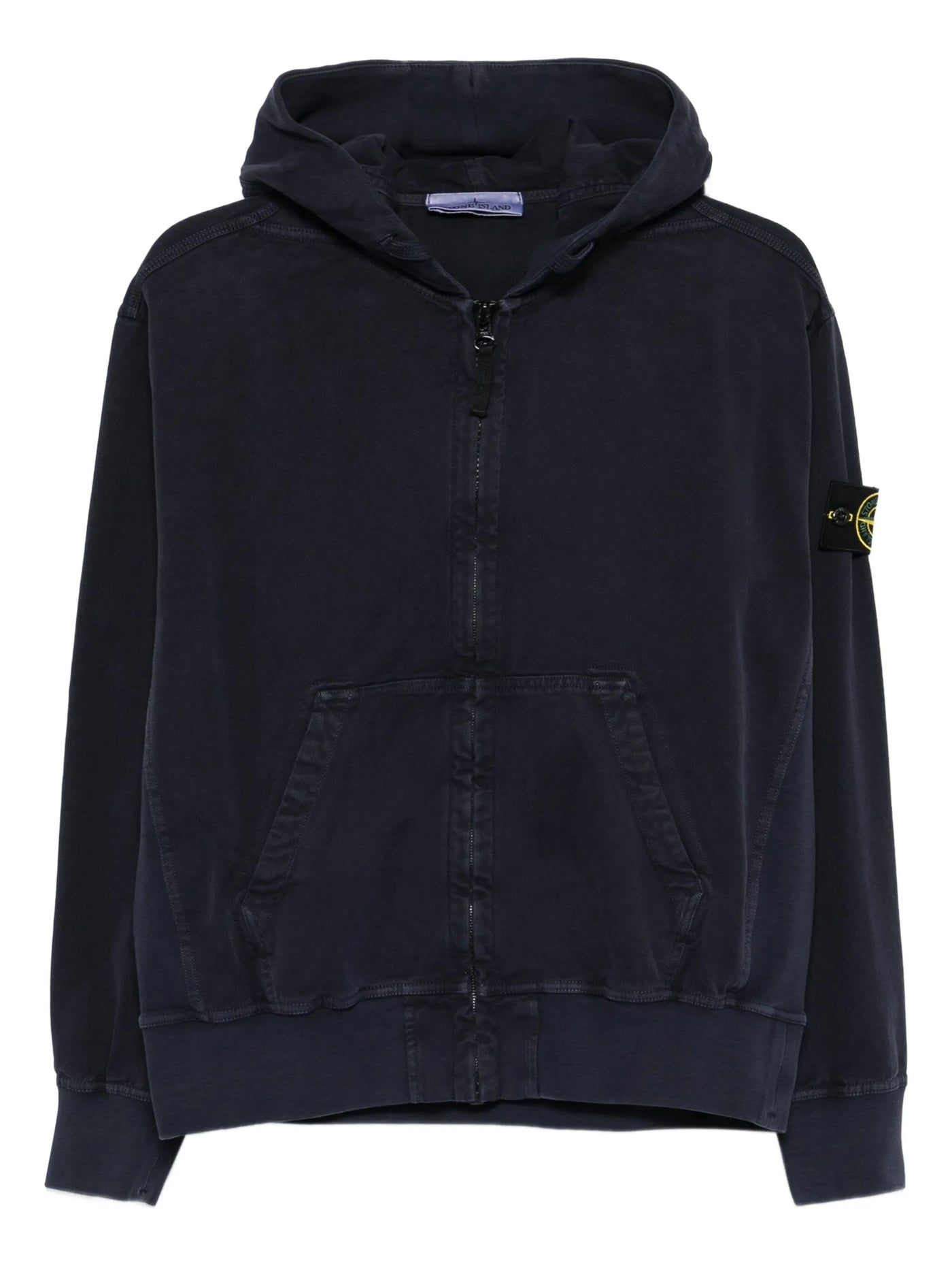 STONE ISLAND - Hoodie zippé bleu marine