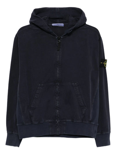 STONE ISLAND - Hoodie zippé bleu marine