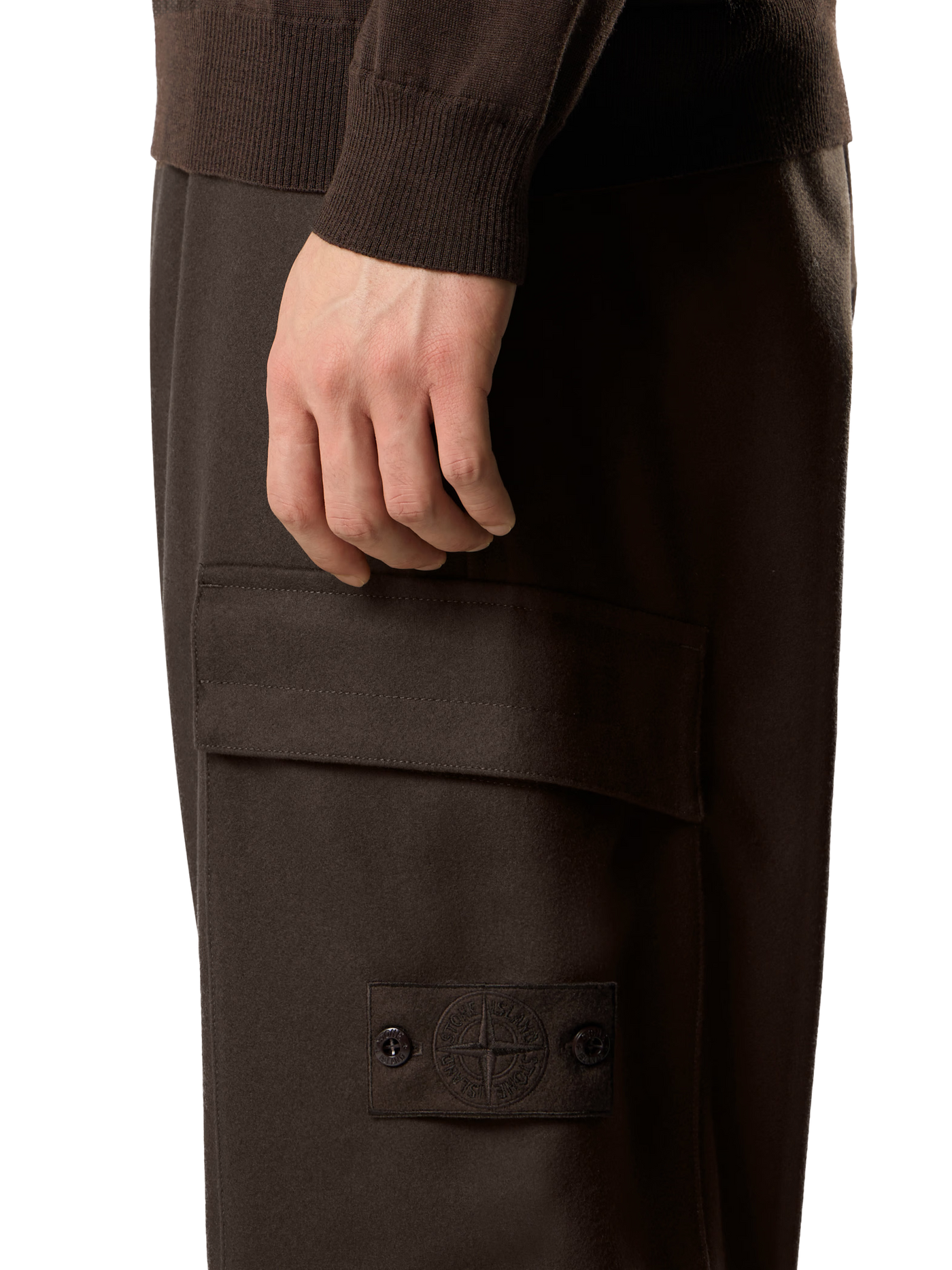 STONE ISLAND GHOST - Pantalon cargo en laine et en flanelle