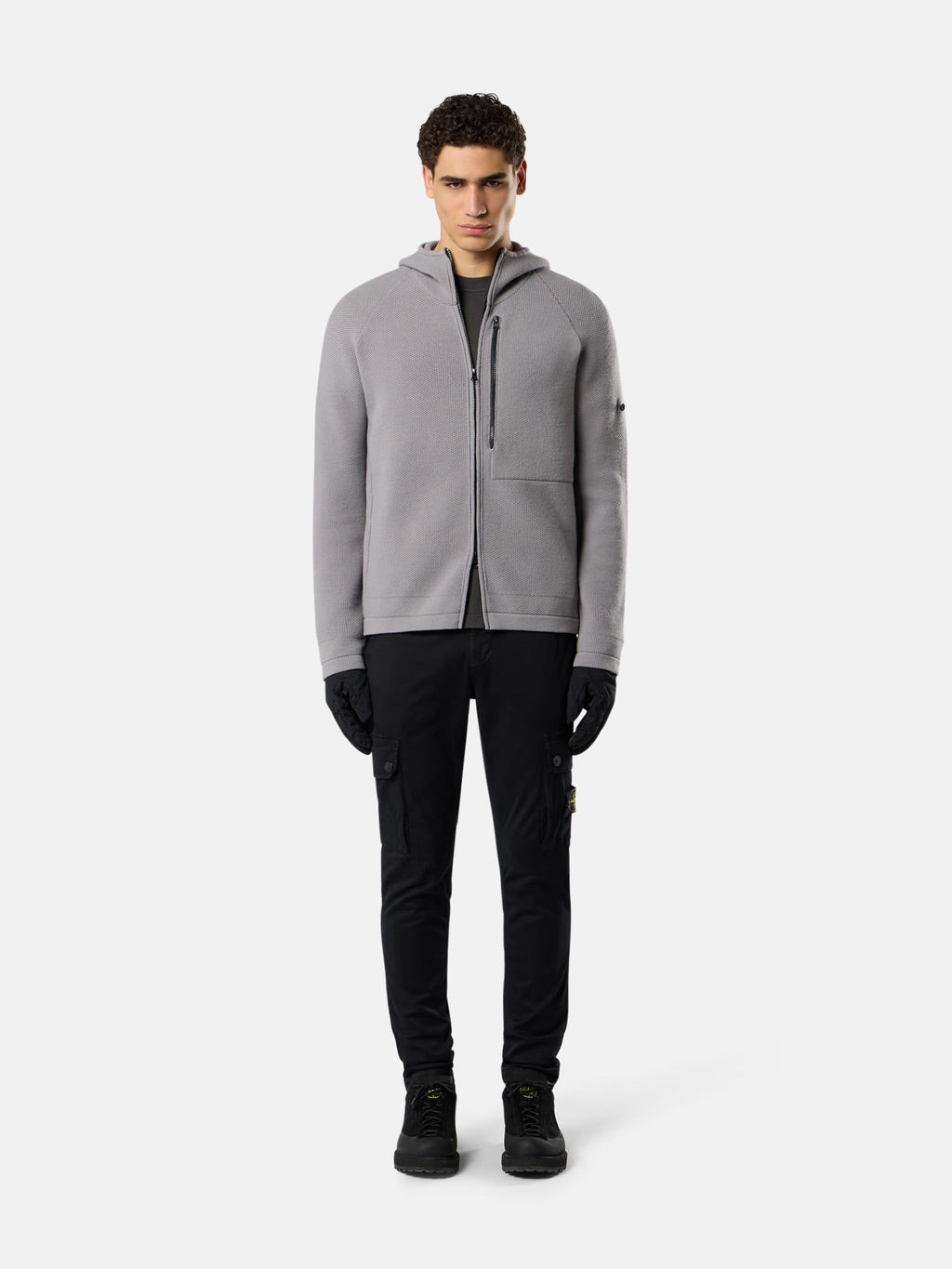 STONE ISLAND - Pantalon cargo slim noir