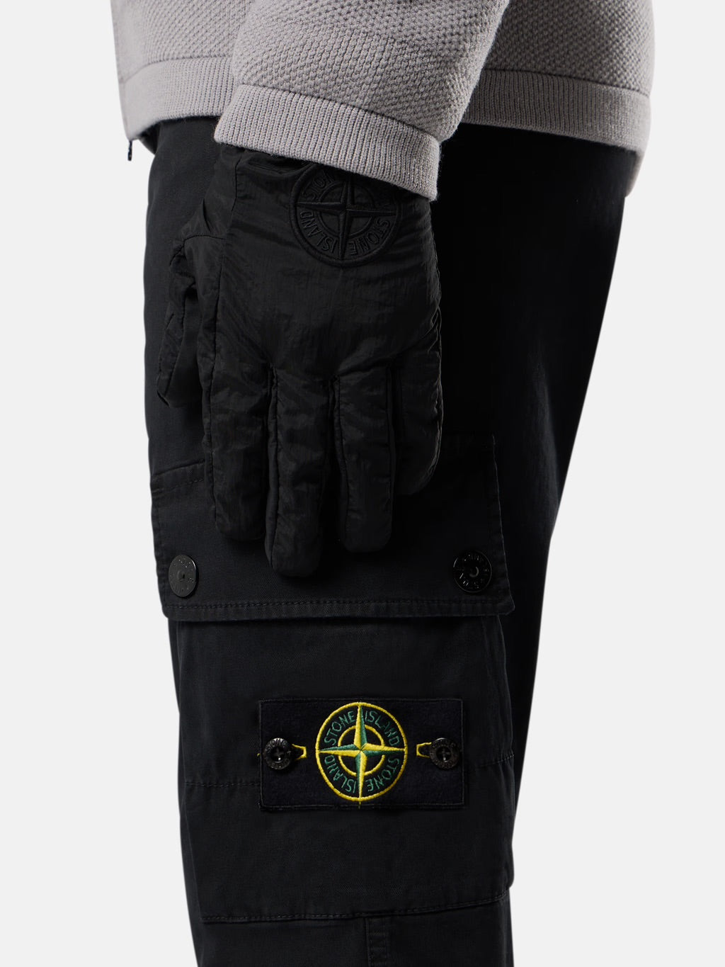 STONE ISLAND - Pantalon cargo slim noir