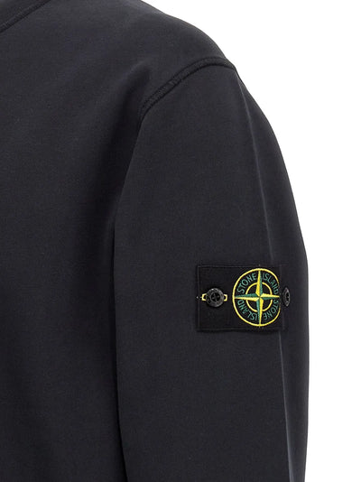 STONE ISLAND - Crewneck classic à patch logo Noir