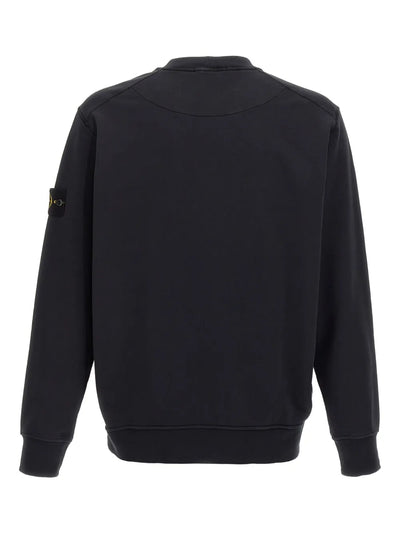 STONE ISLAND - Crewneck classic à patch logo Noir