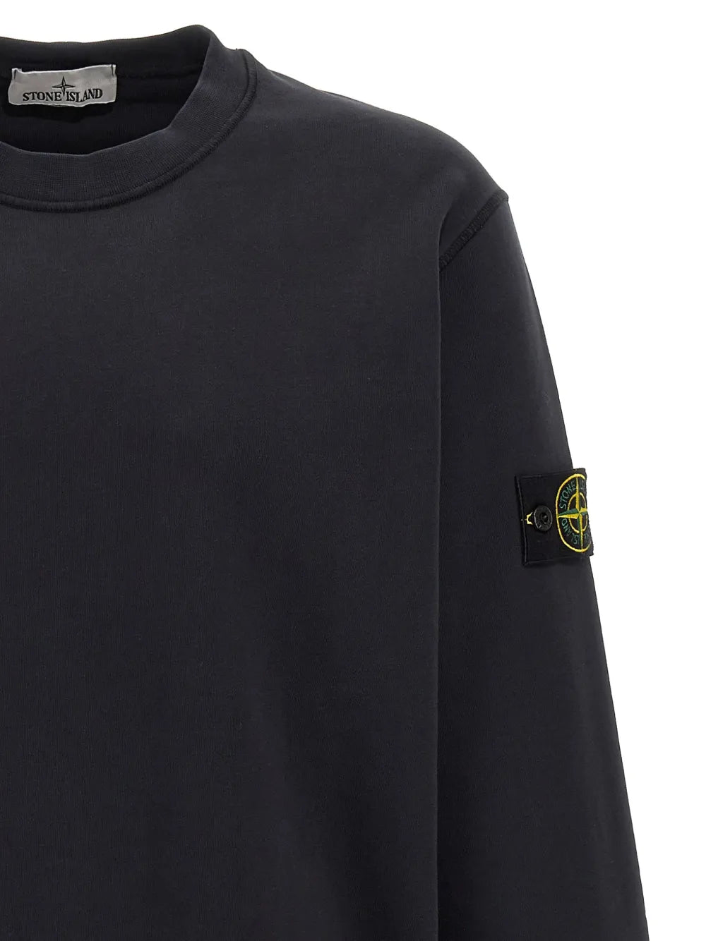 STONE ISLAND - Crewneck classic à patch logo Noir