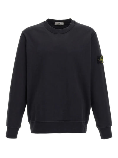 STONE ISLAND - Crewneck classic à patch logo Noir