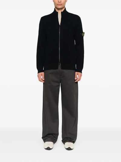 STONE ISLAND - Cardigan en laine à fermeture zippée Noir