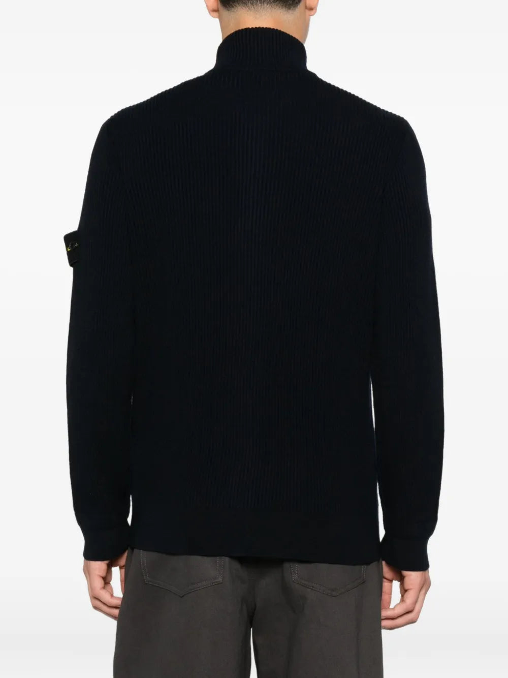 STONE ISLAND - Cardigan en laine à fermeture zippée Noir
