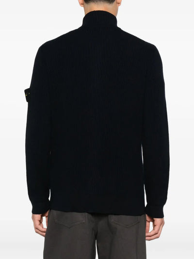STONE ISLAND - Cardigan en laine à fermeture zippée Noir