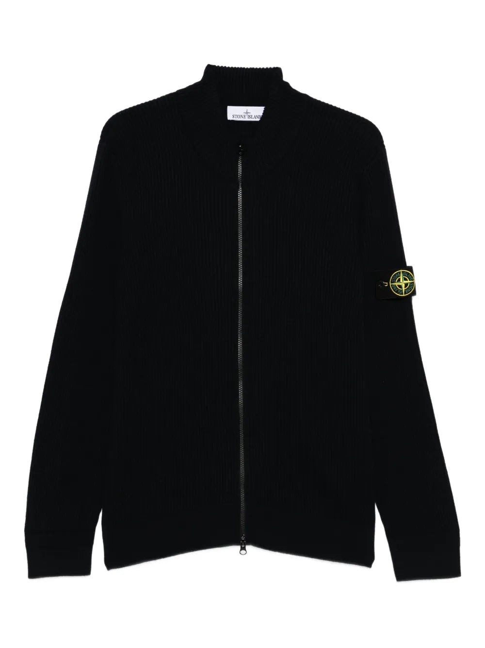 STONE ISLAND - Cardigan en laine à fermeture zippée Noir