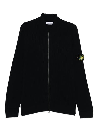 STONE ISLAND - Cardigan en laine à fermeture zippée Noir