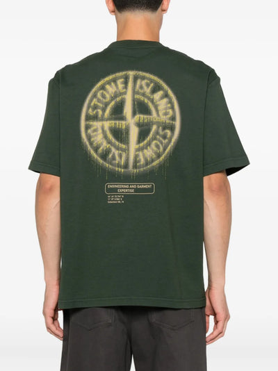STONE ISLAND - T-shirt vert à imprimé