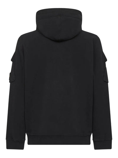 STONE ISLAND -Sweat-shirt zippé coupe regular à capuche avec poches sur les manches