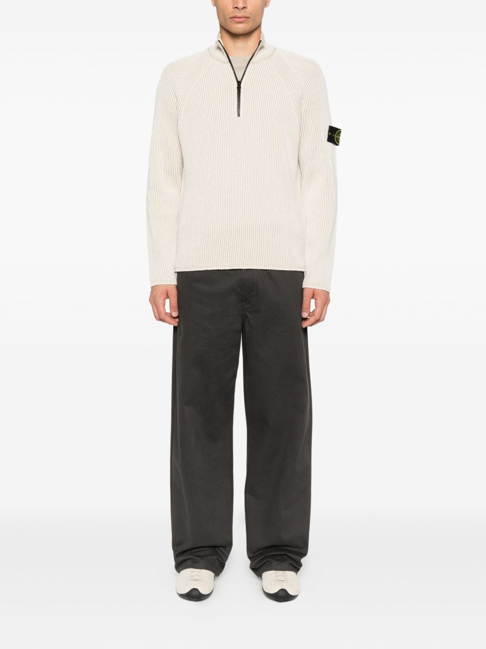 STONE ISLAND - Maille zippée Beige