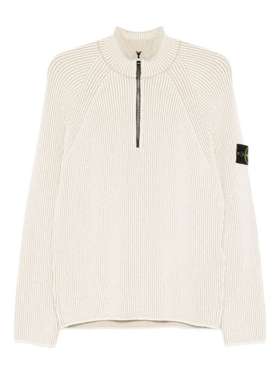 STONE ISLAND - Maille zippée Beige