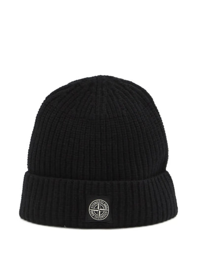 STONE ISLAND - Bonnet en maille noir