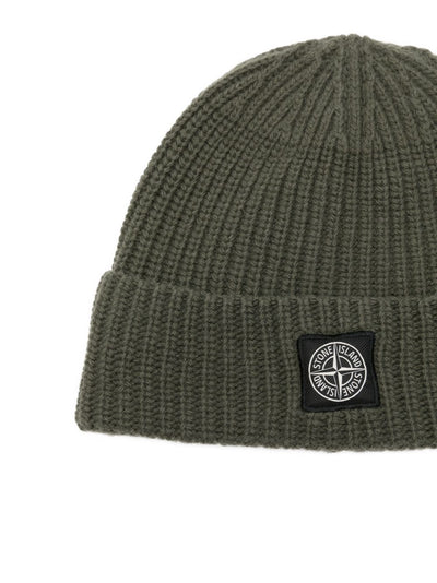 STONE ISLAND - Bonnet en maille vert