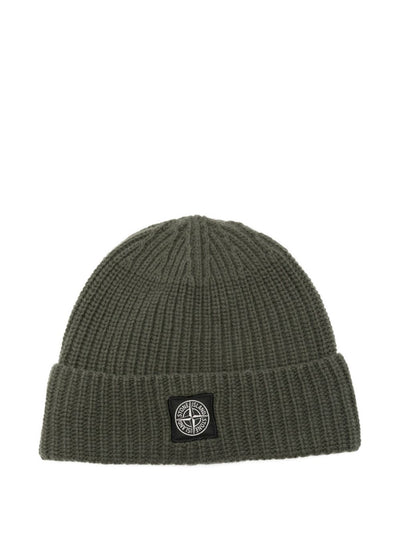 STONE ISLAND - Bonnet en maille vert