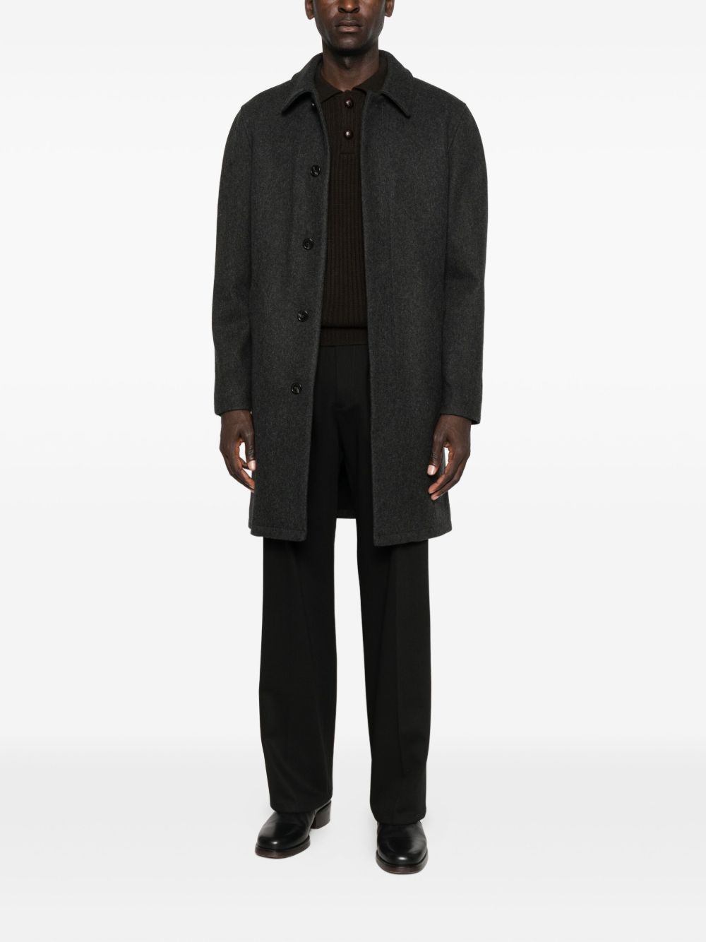 A.P.C PARIS - Mac Marine chiné en laine Gris anthracite
